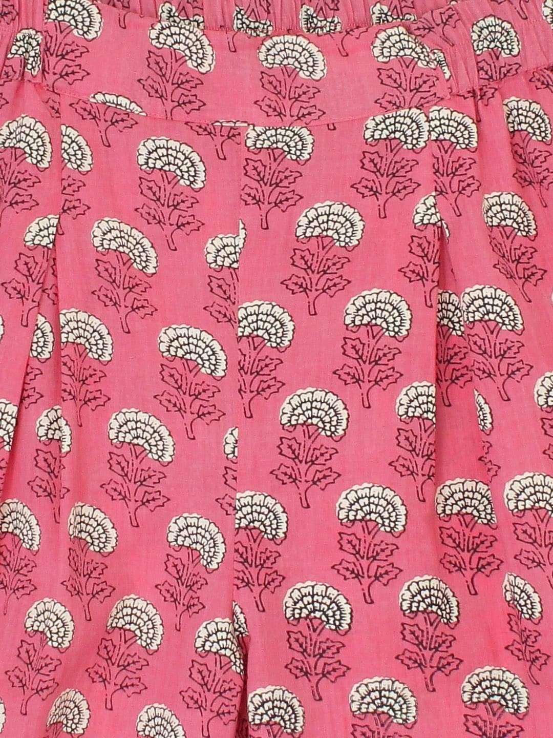 Women's Pink & Black Printed Kurta with Palazzos & Dupatta