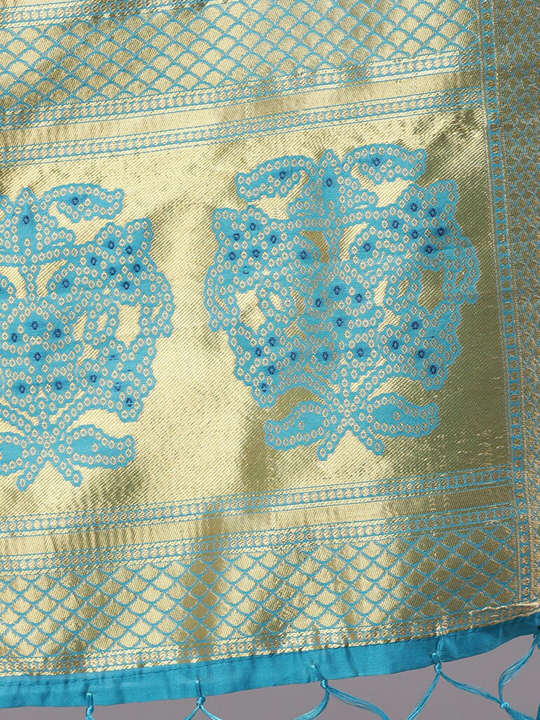Women's Turquoise Blue Zari Worked Dupatta