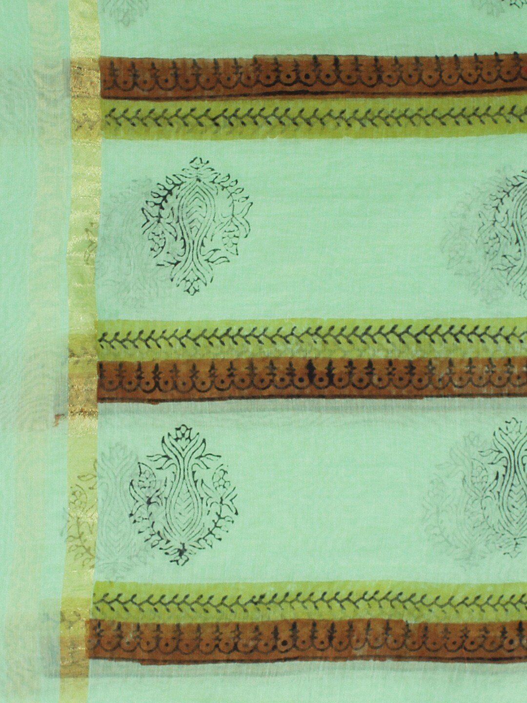 Women's Green Hand Block Printed Dupatta