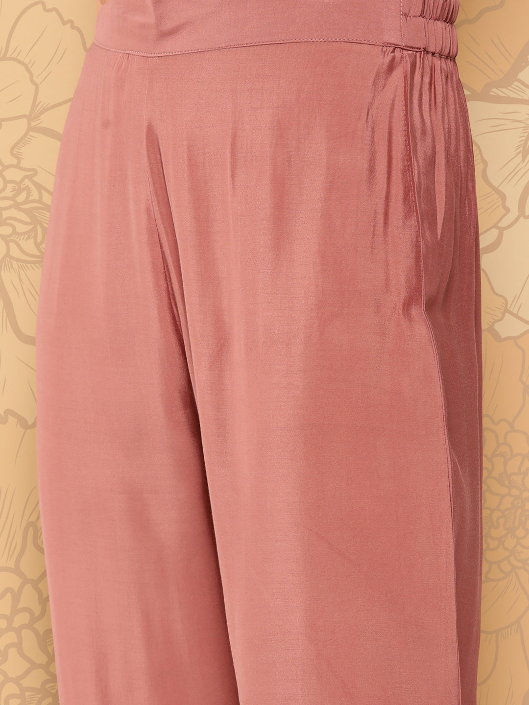 Women's Mauve Embroidered Straight Kurta Trouser And Dupatta Set