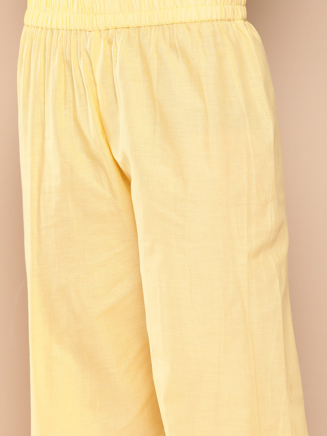 Women's Yellow Solid Straight Kurta Trouser And Dupatta Set