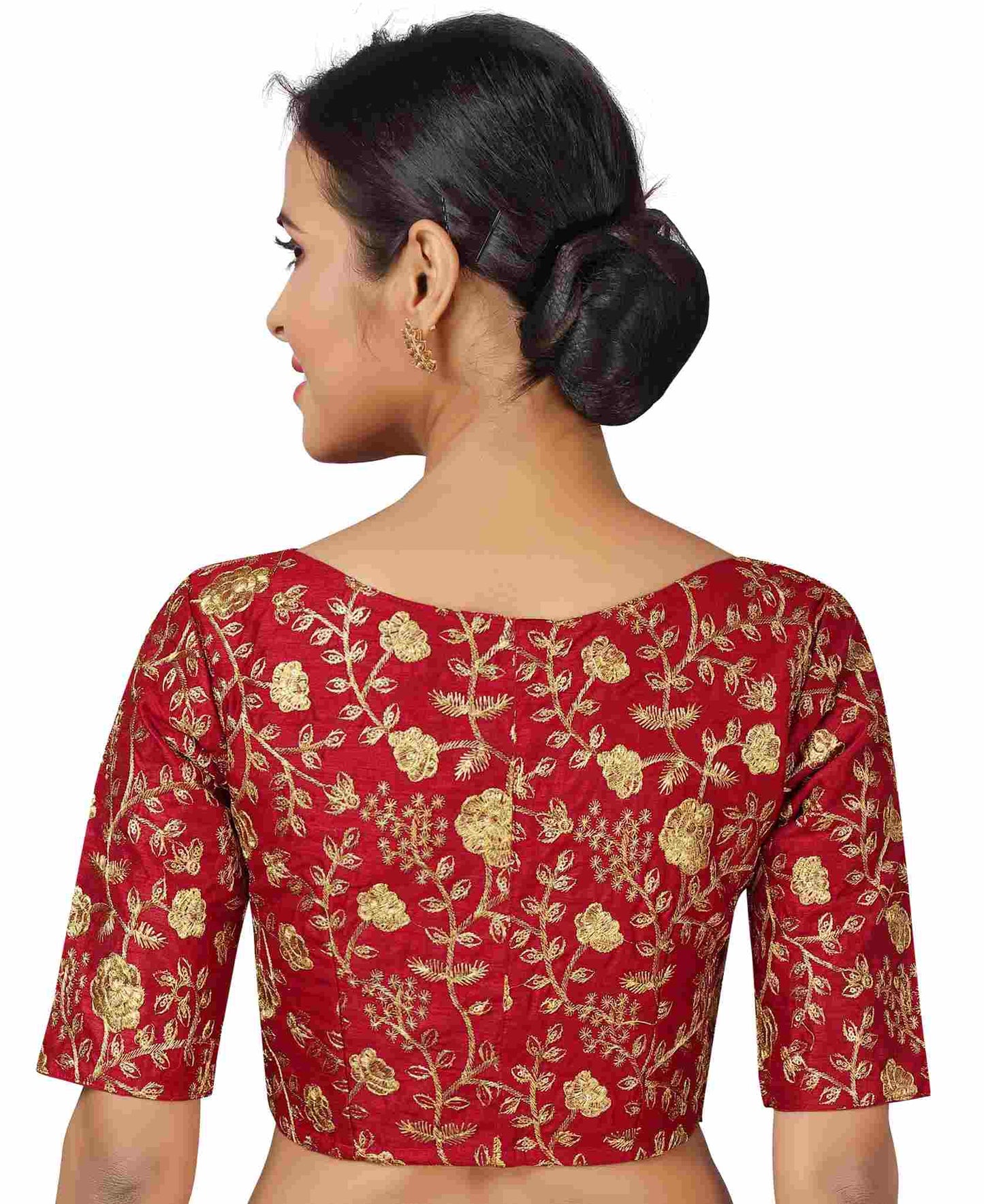 Women's Maroon Embroidered Blouse by Shringaa
