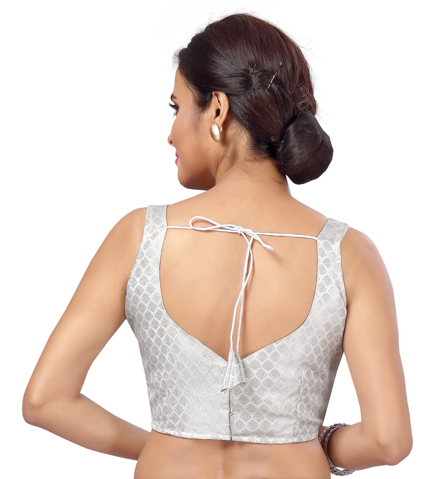 Women's Brocade Embroidered Sleeveless Saree Blouse
