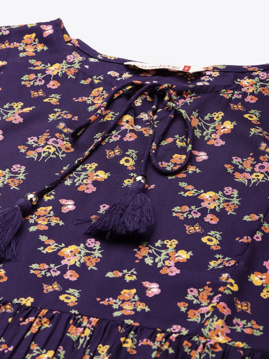 Women's Purple Rayon Floral Print Tunic
