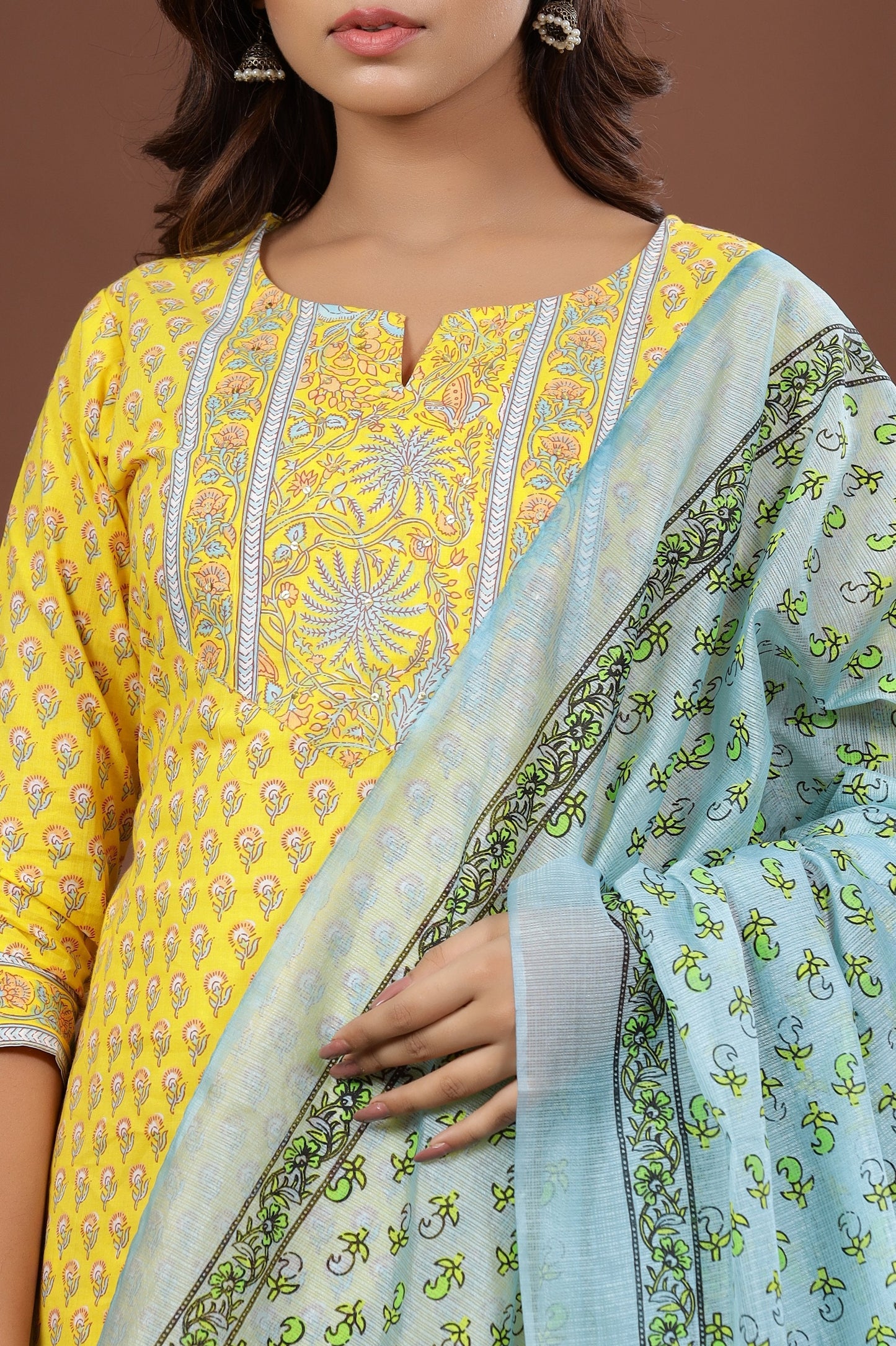 Women's Yellow Printed Kurta Set