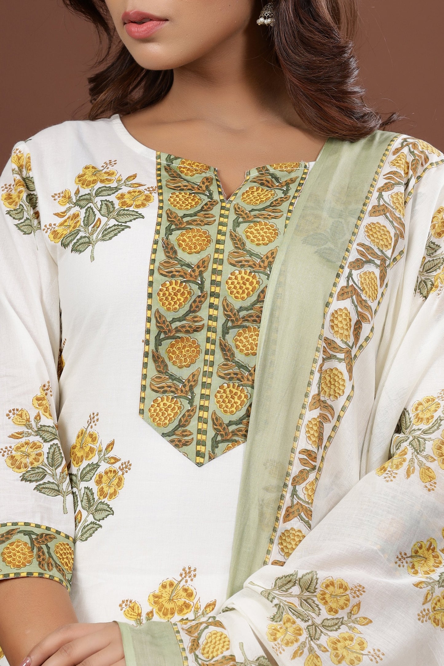 Women's White Printed Kurta Set