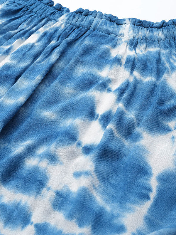 Women's Blue White Tie Dyed Co-Ords