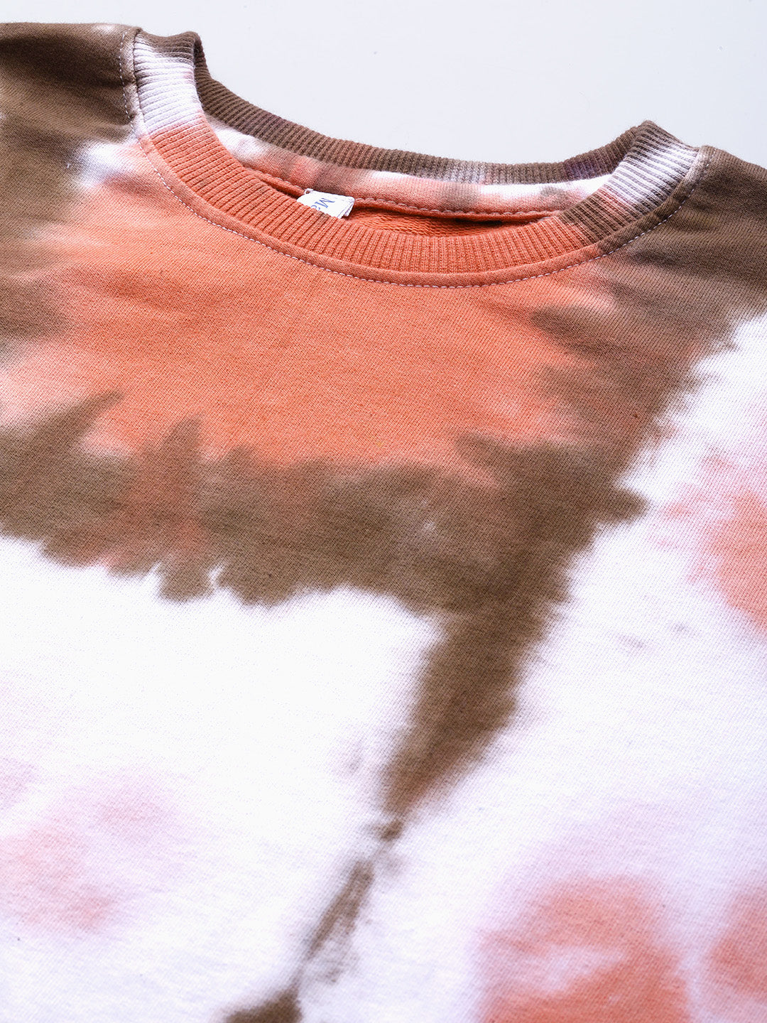 Women's White and Pink Checks Tie Dye Sweat Shirt