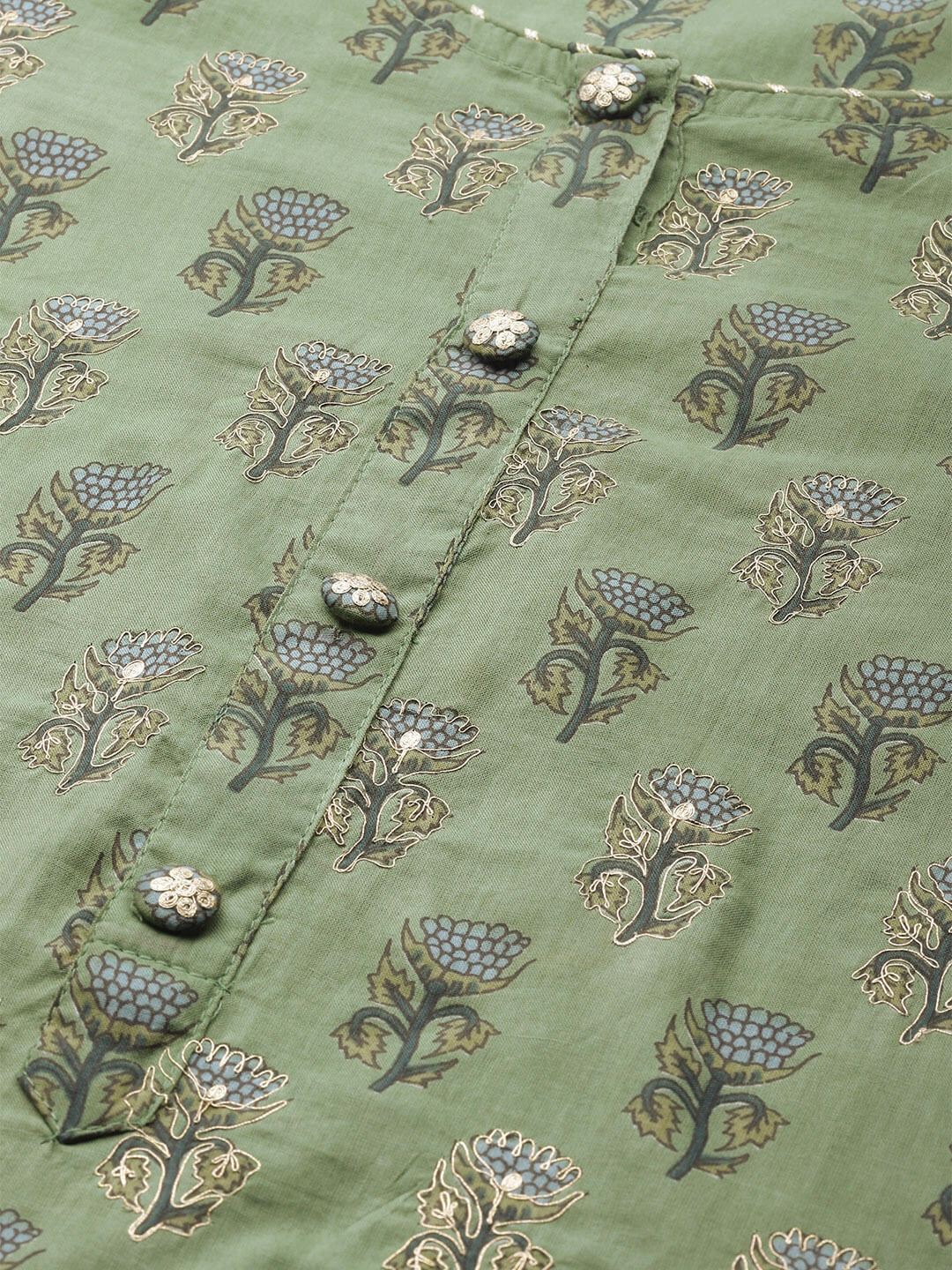 Women's Cotton Printed with Zari Adda highlight work Kurta