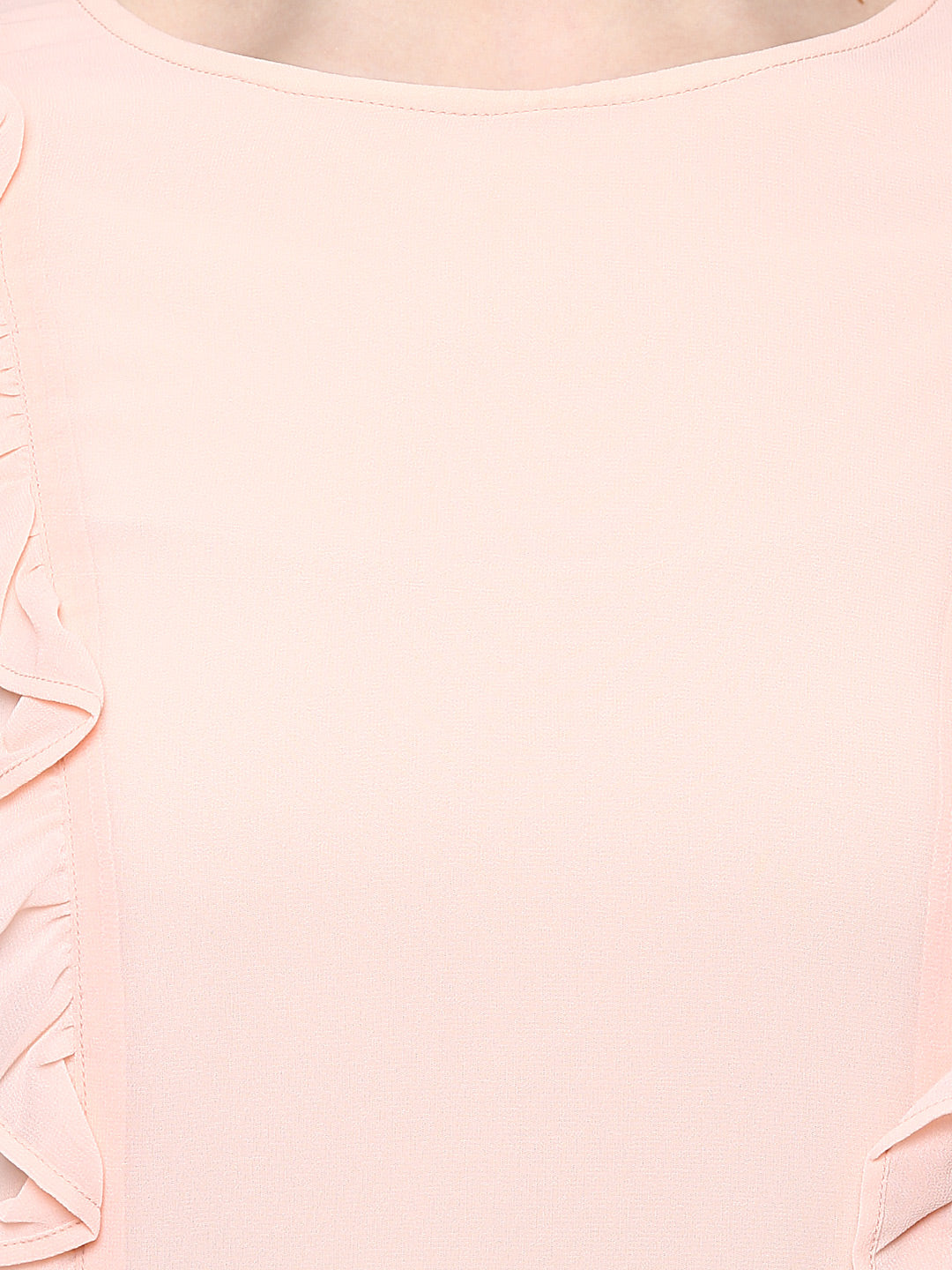 Women's Pink Side Ruffle Georgette Top