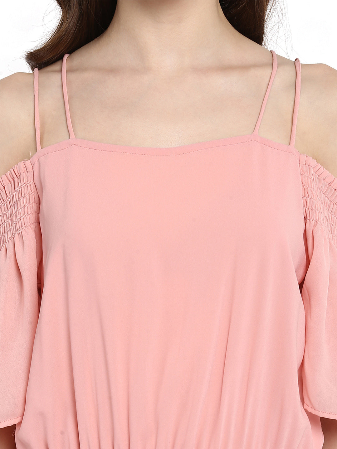 Women's Pink Cold Shoulder Jumpsuit