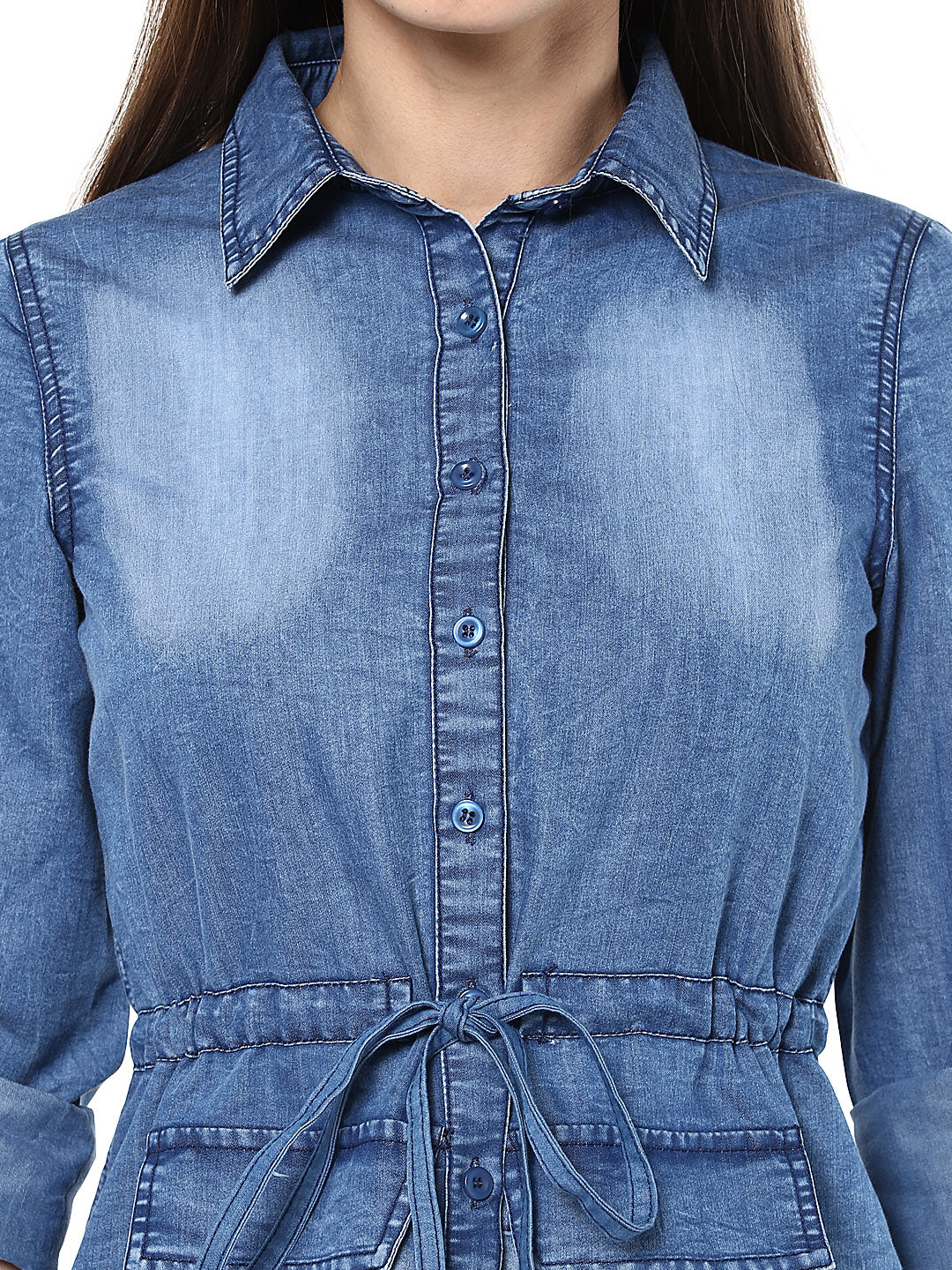 Women's Denim top with Waist string Belt