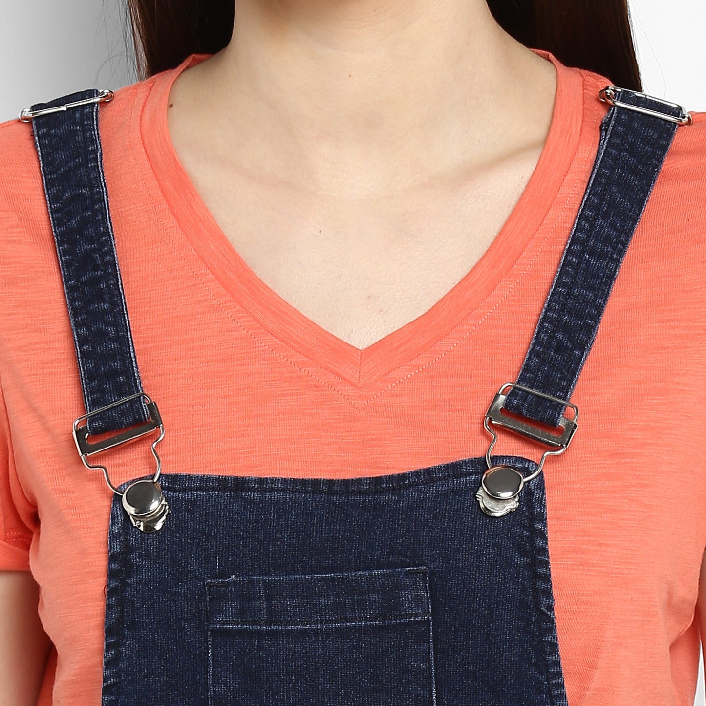 Women's Stretchable Denim Washed effect Shorts Style Dungarees(inner not provided)