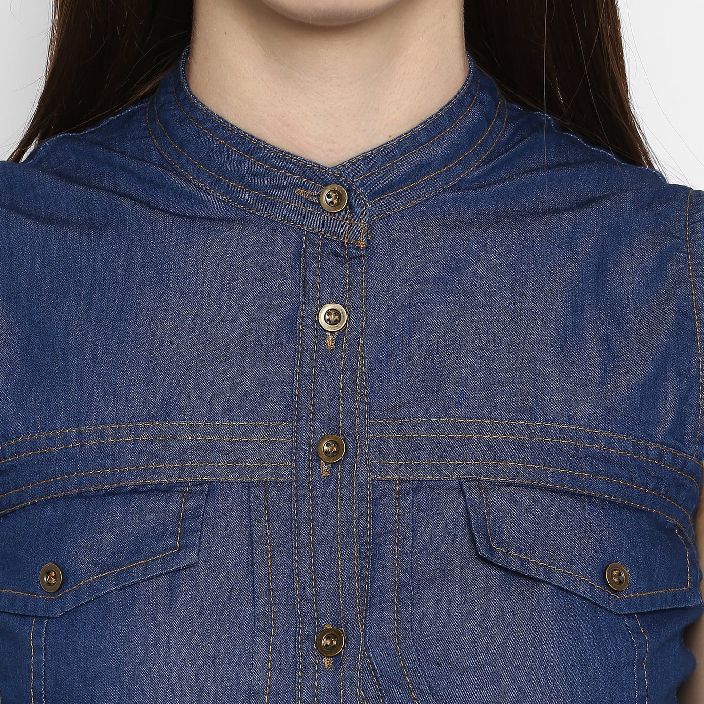 Women's Denim Corset Style smocked back Waist Dress