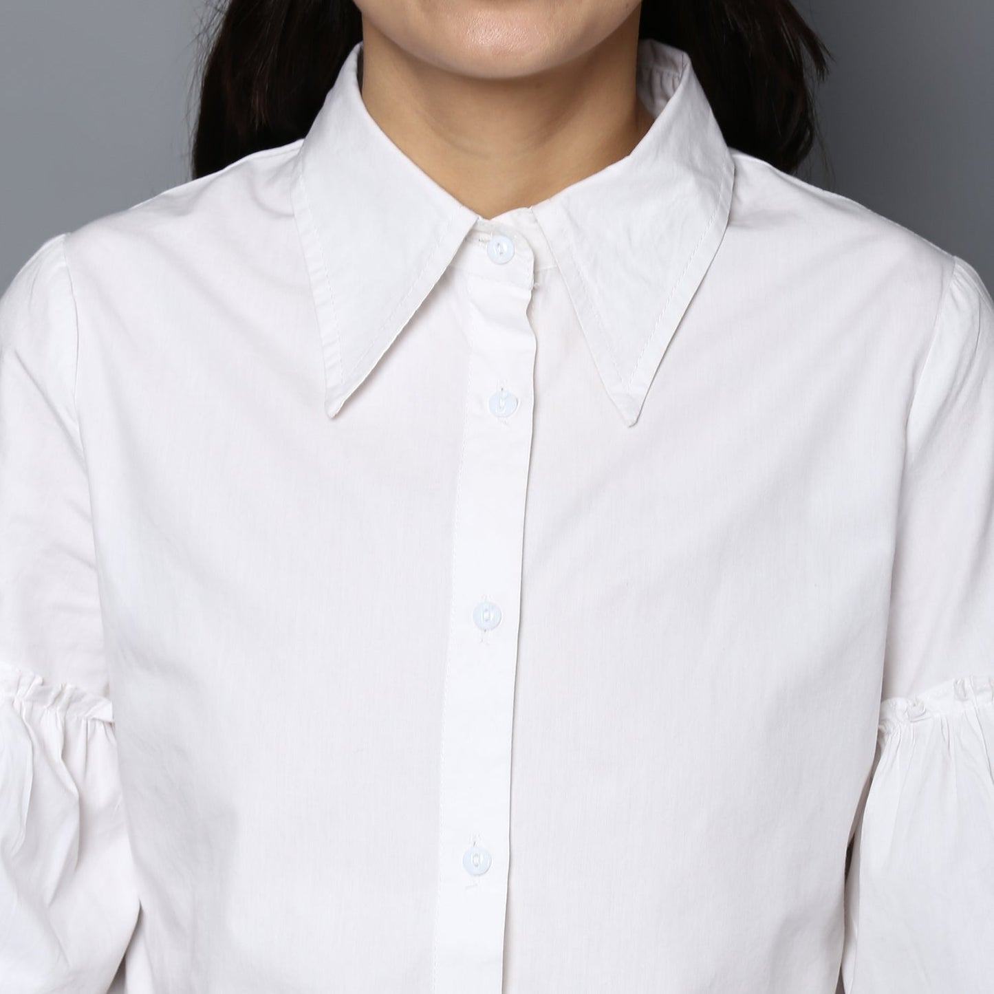 women's White Cotton Bell Sleeve Top