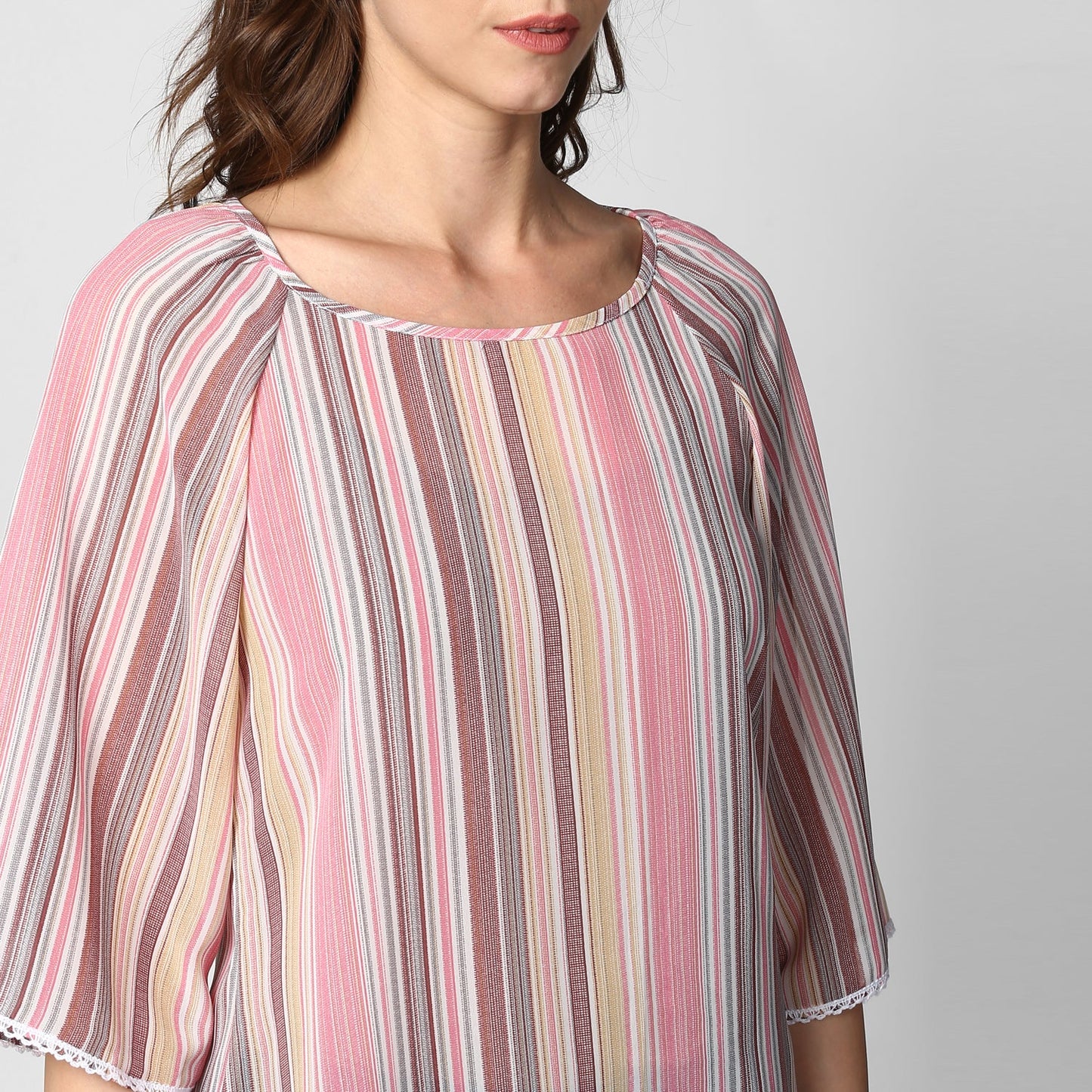 Women's Polyester Pink stripe Top
