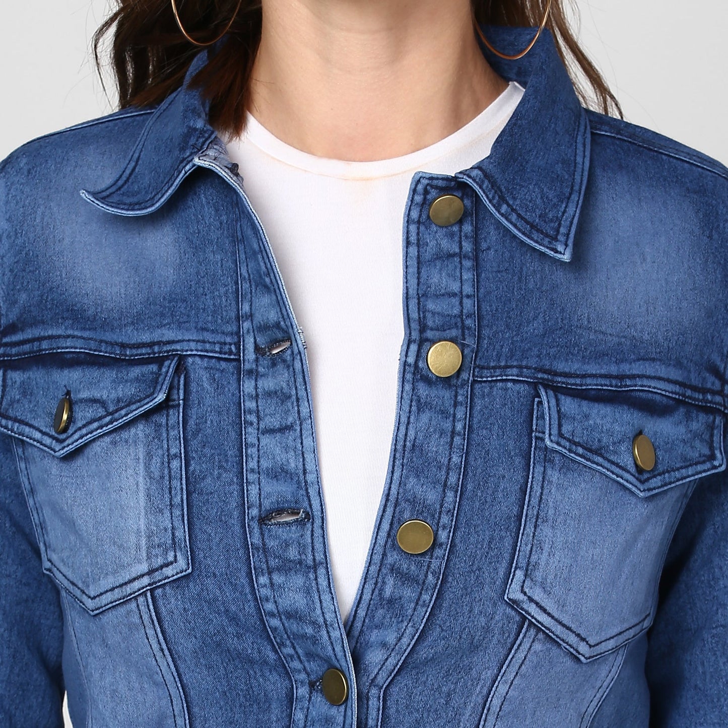 Women's Blue Denim Washed Jacket
