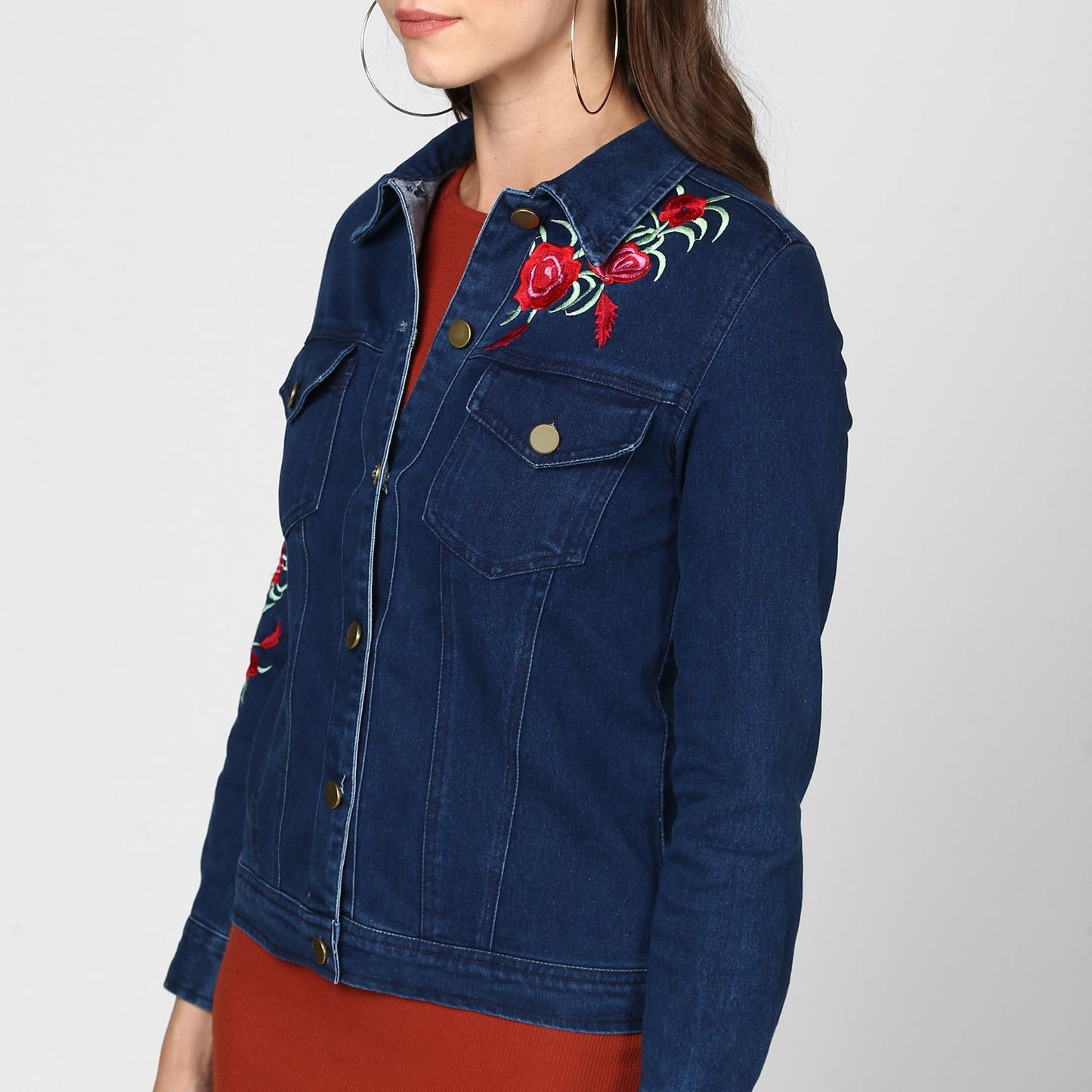 Women's Embroidered Blue Denim Jacket