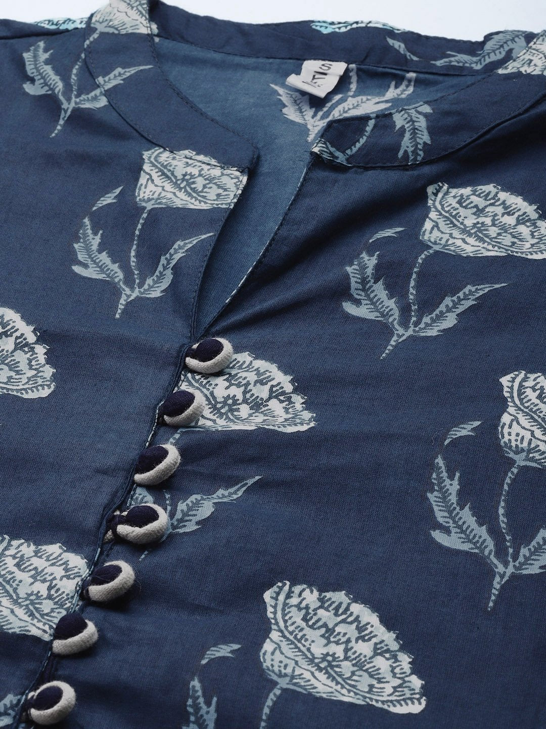 Women's Navy Blue & Offwhite Printed Tunic