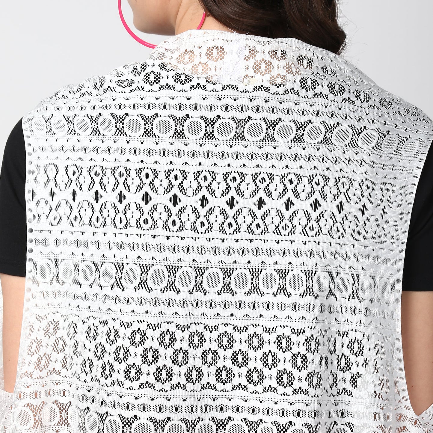 Women's White Long Lace Shrug