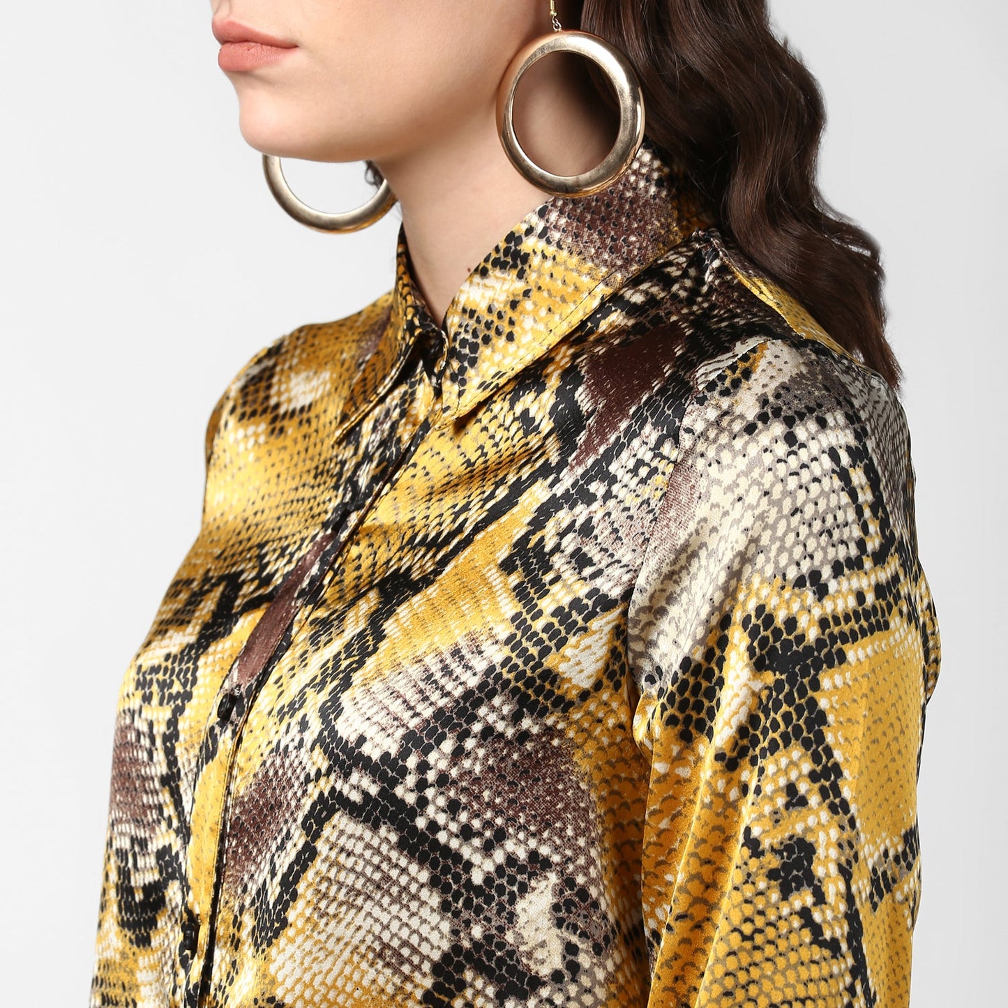 Women's Yellow and Grey Snake Skin Shirt