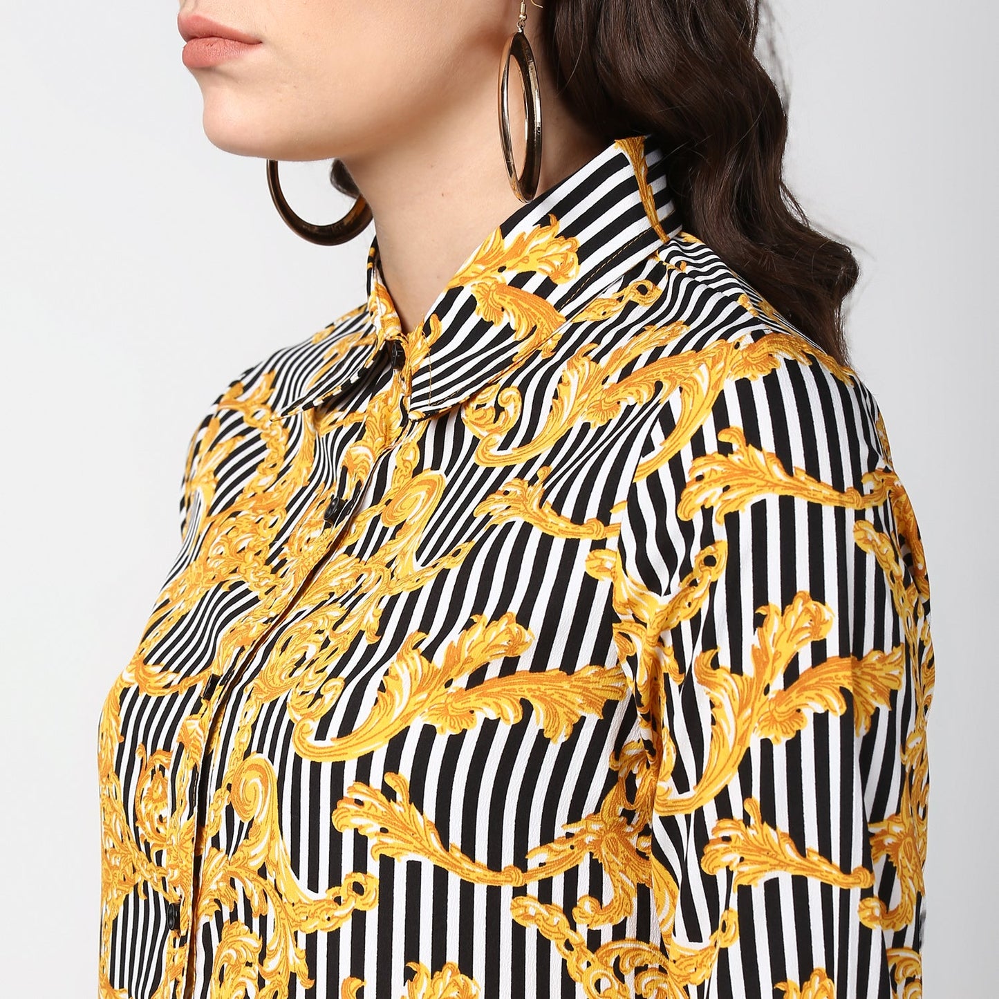 Women's Stripe and Print Shirt