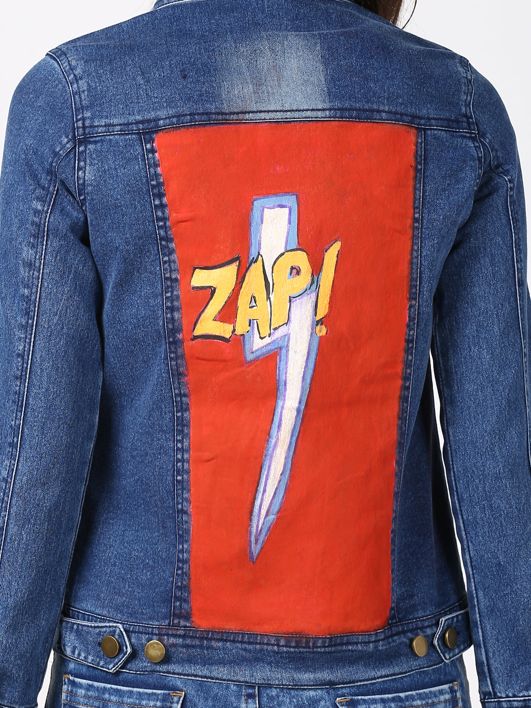 Women's Blue Denim Jacket with Washed effect