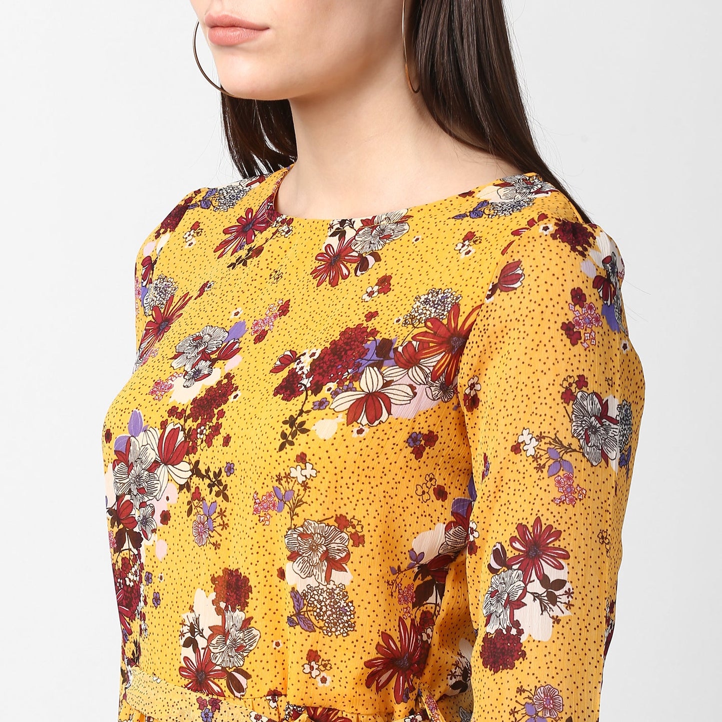 Women's Floral Chiffon Dress with Belt
