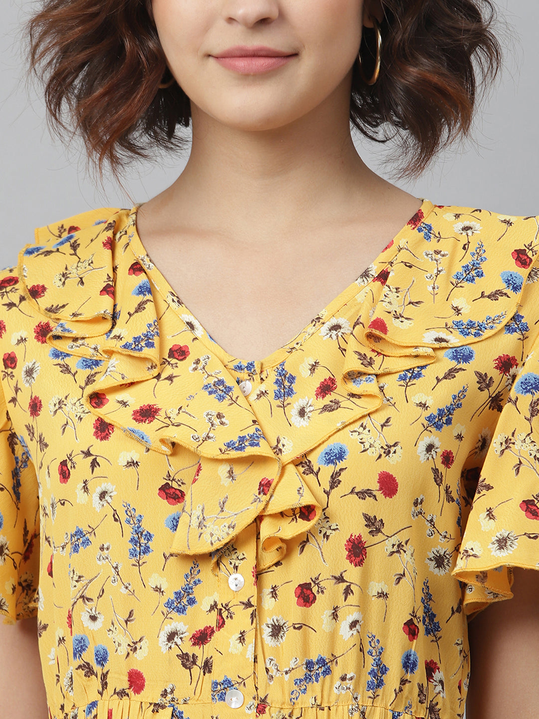 Women's Yellow Floral Maxi Dress