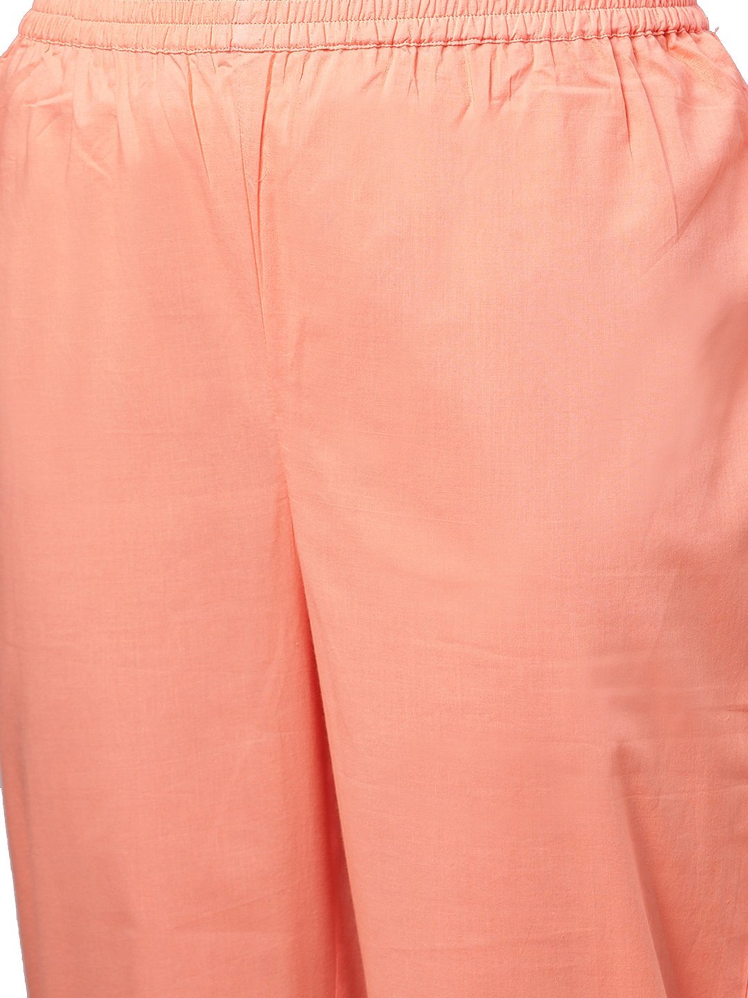 Women Peach Printed Cotton Kurta & Pant Set by Myshka (