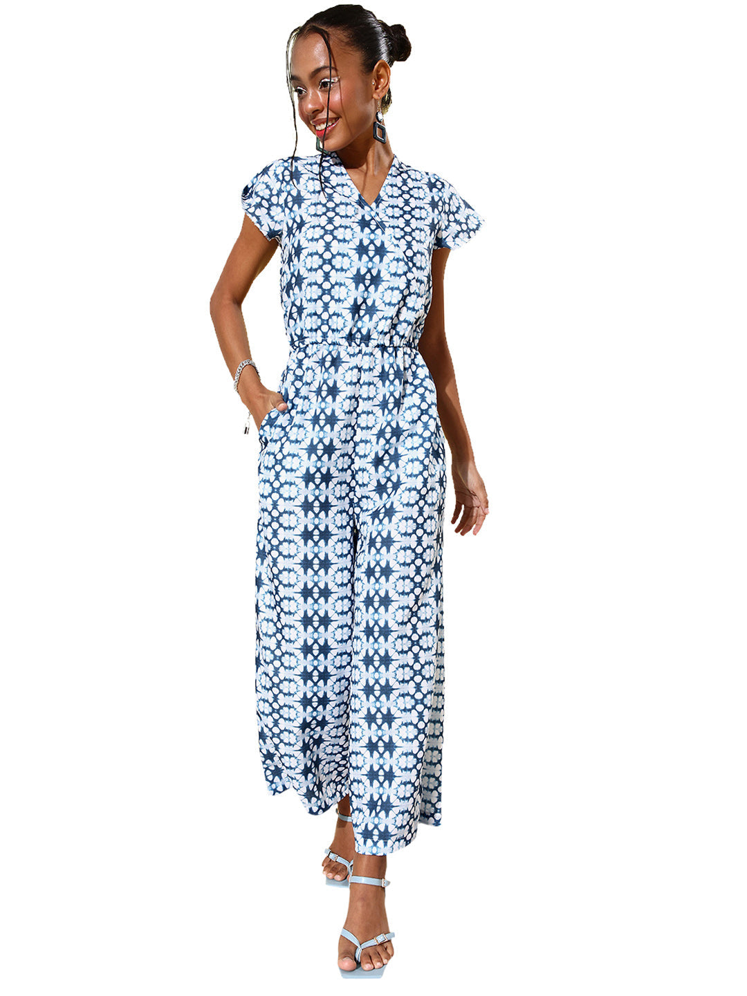 Women's Circular Tie & Dye Linen Jumpsuit