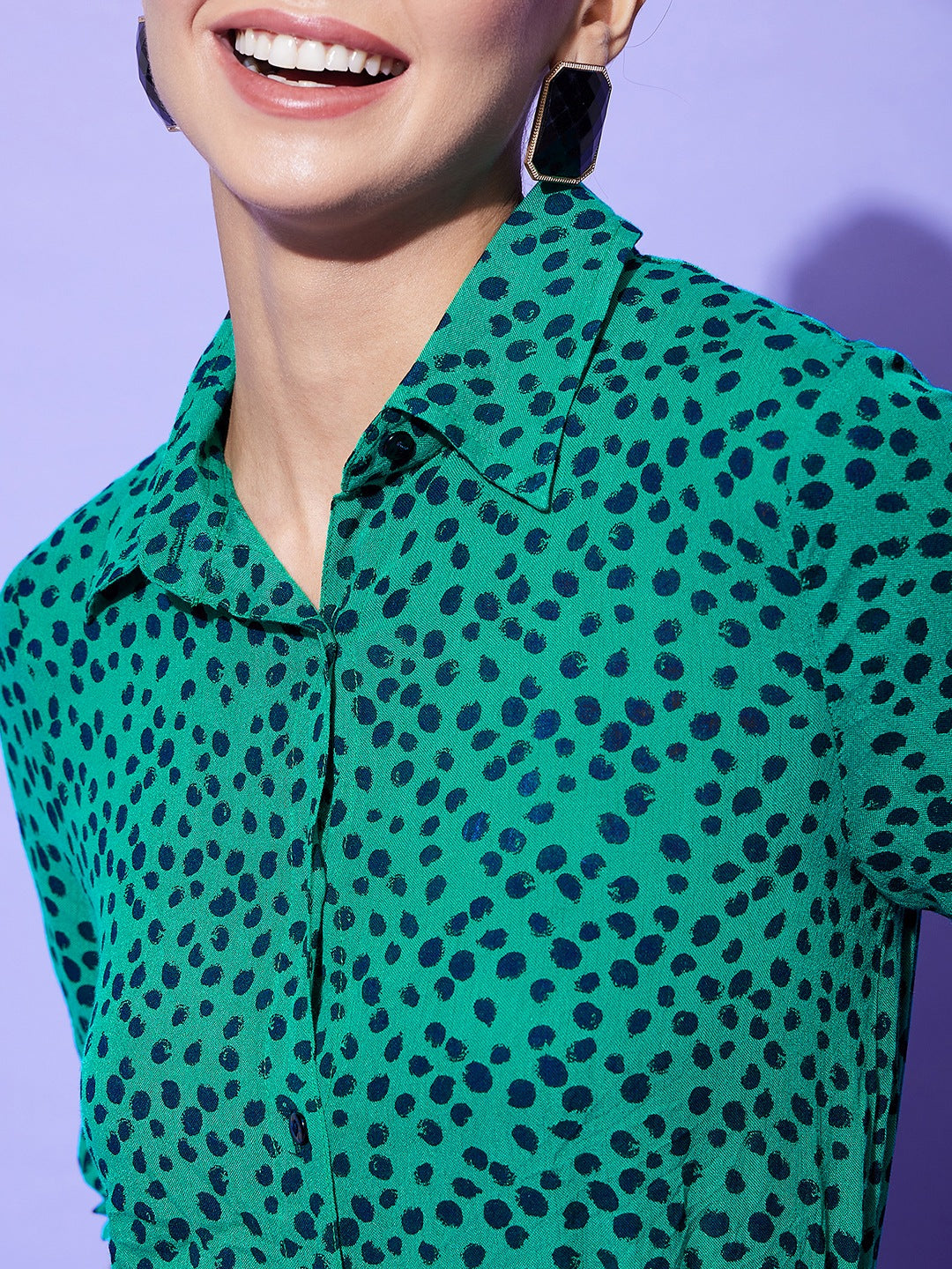 Women's Black And Green Polka Dot Jumpsuit