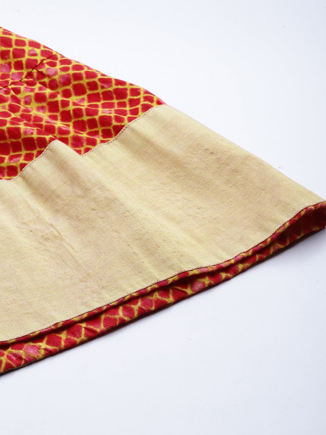 Women's Rust Orange & Mustard Yellow Dyed Tiered Flared Maxi Cotton Skirt