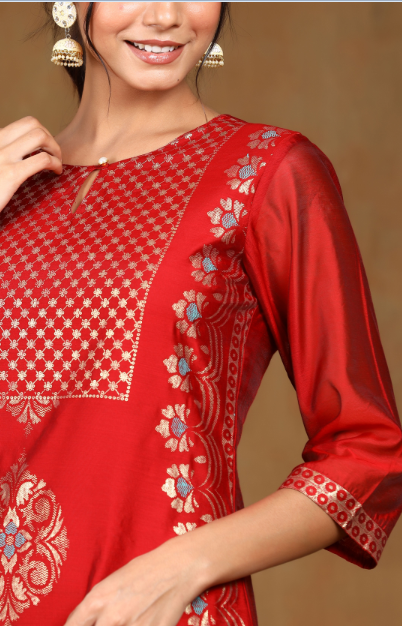 Women's Black Modal Chanderi Printed Straight Kurta