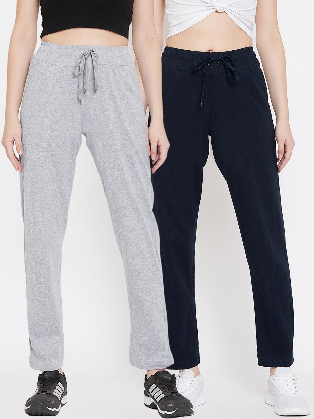 Women's Pack of 2 Track Pants-Navy and Light Gr