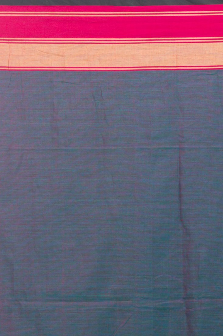 Women's Teal Handloom Cotton Saree