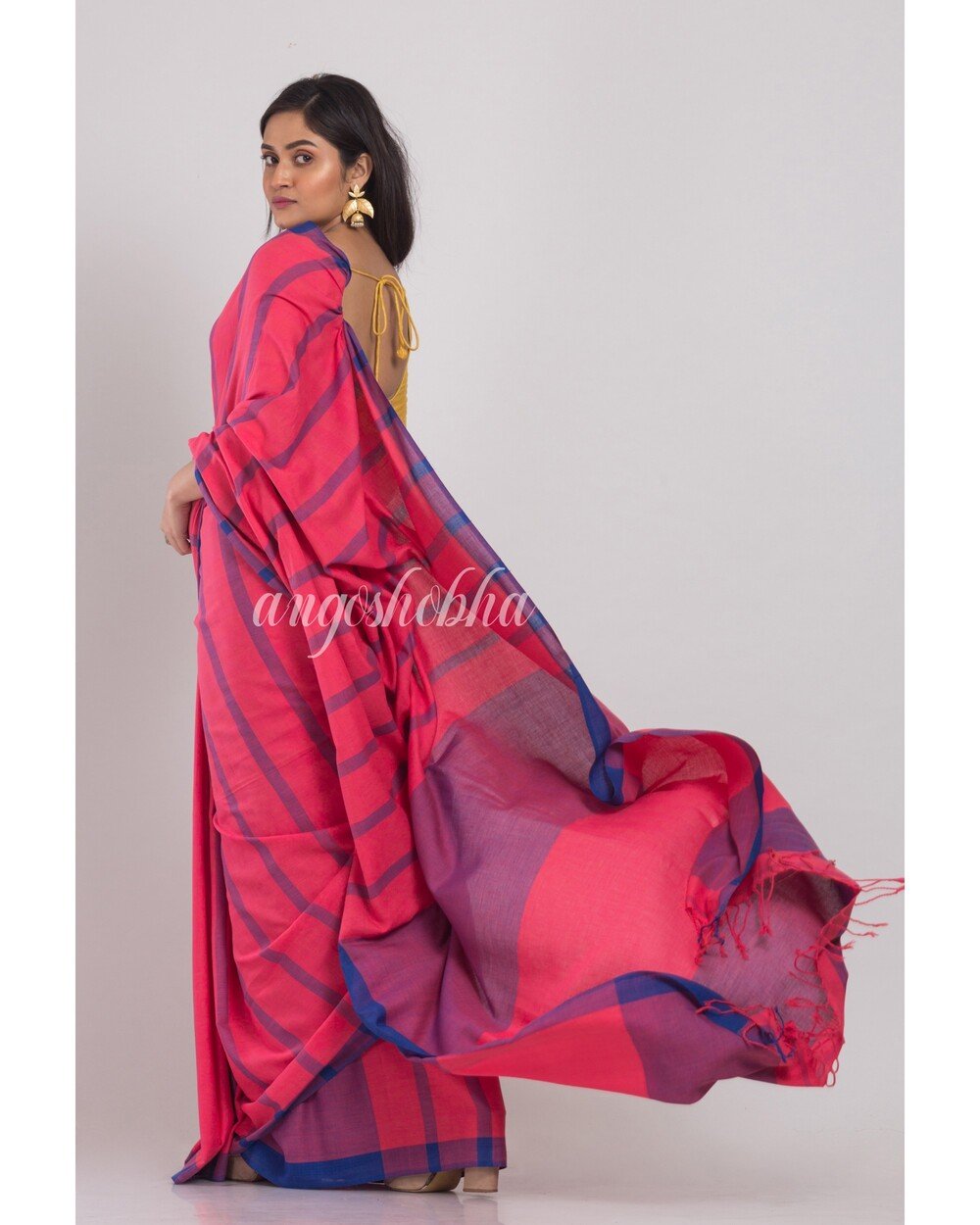 Women's Pink Handloom Cotton Saree