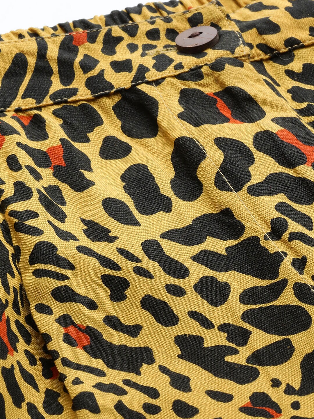 Women's Yellow Animal Print Cigarette Trouser