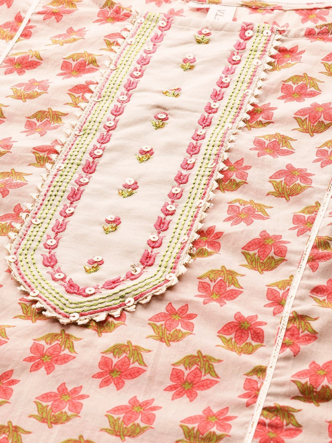 Women's Beige & Peach Printed Kurta