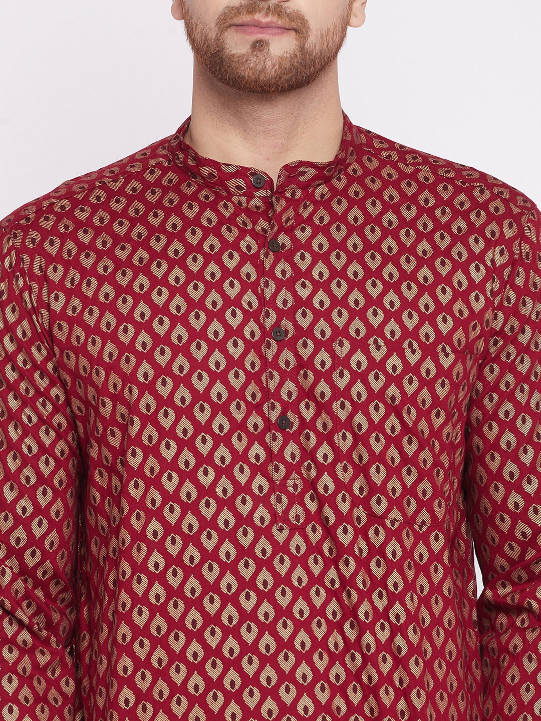 Men's Long Kurta with Band Colla