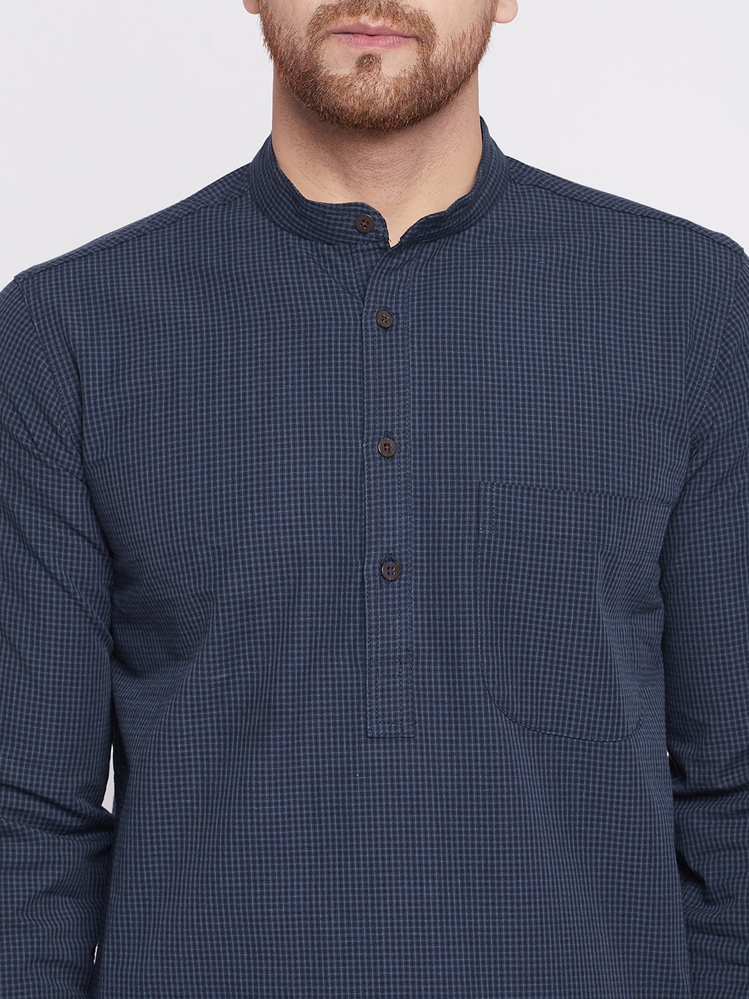 Men's Long Kurta with Band Colla