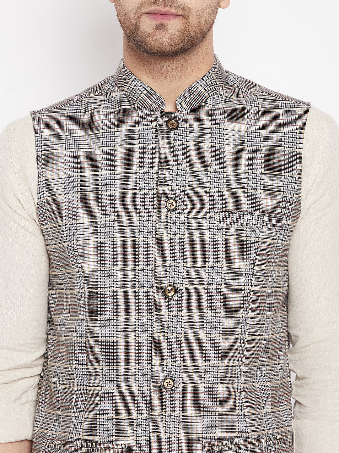 Men's Multi Color Nehru Jacket-Contrast Lining-Free Pocket Square