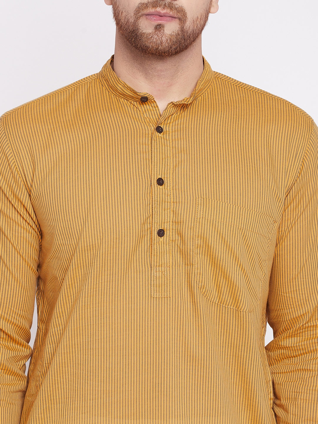 Men's Long Kurta with Band Colla