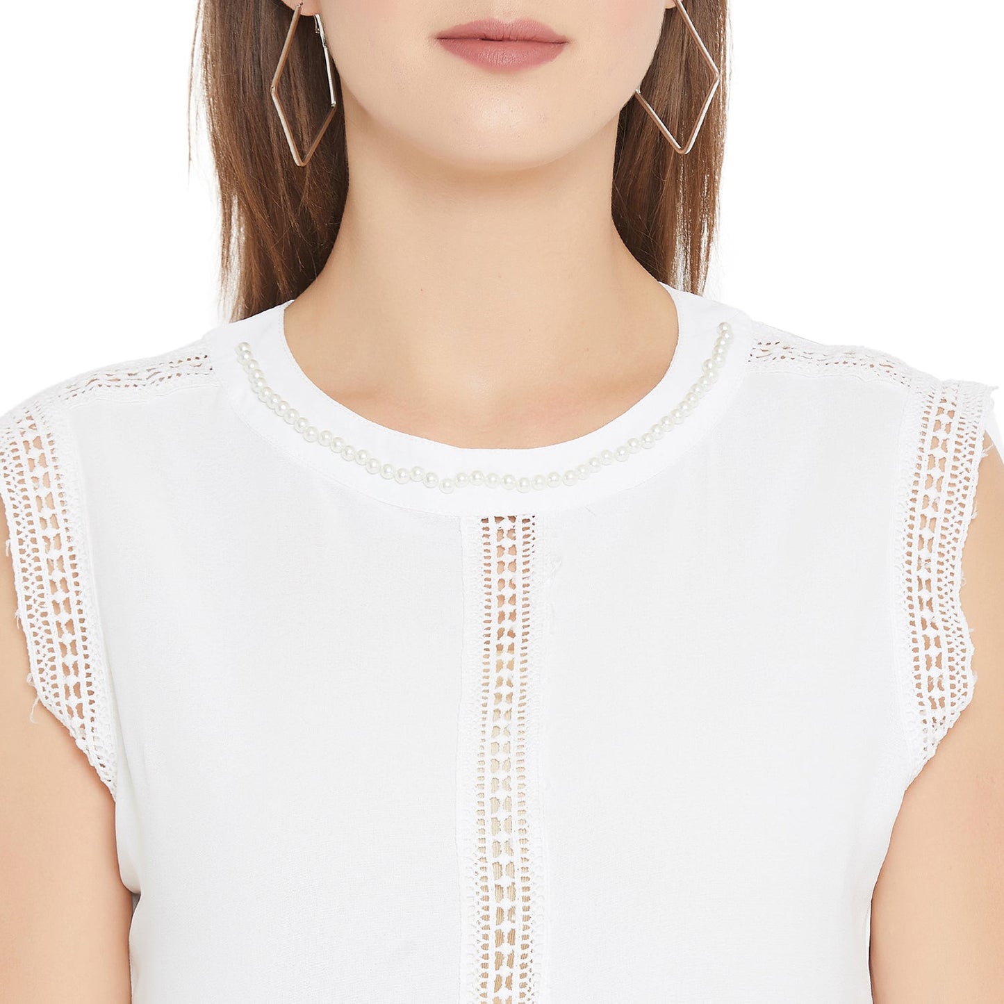 Women's Embellished Self Design Round Neck