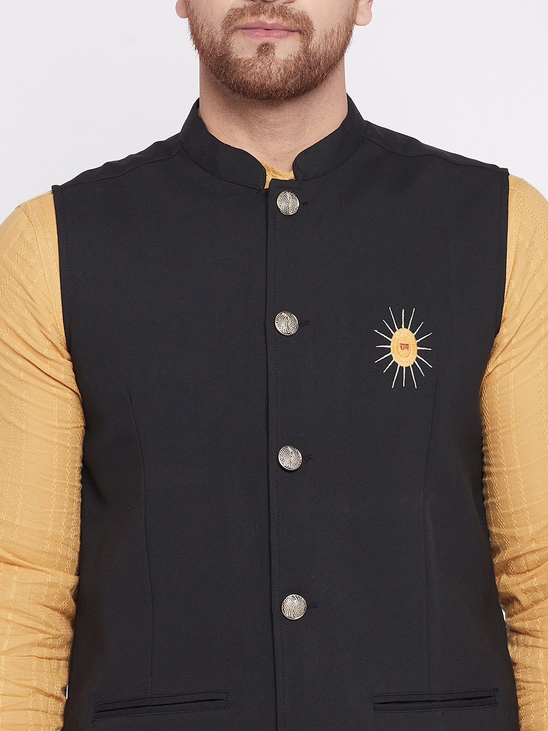 Men Black Nehru Jacket by Even App