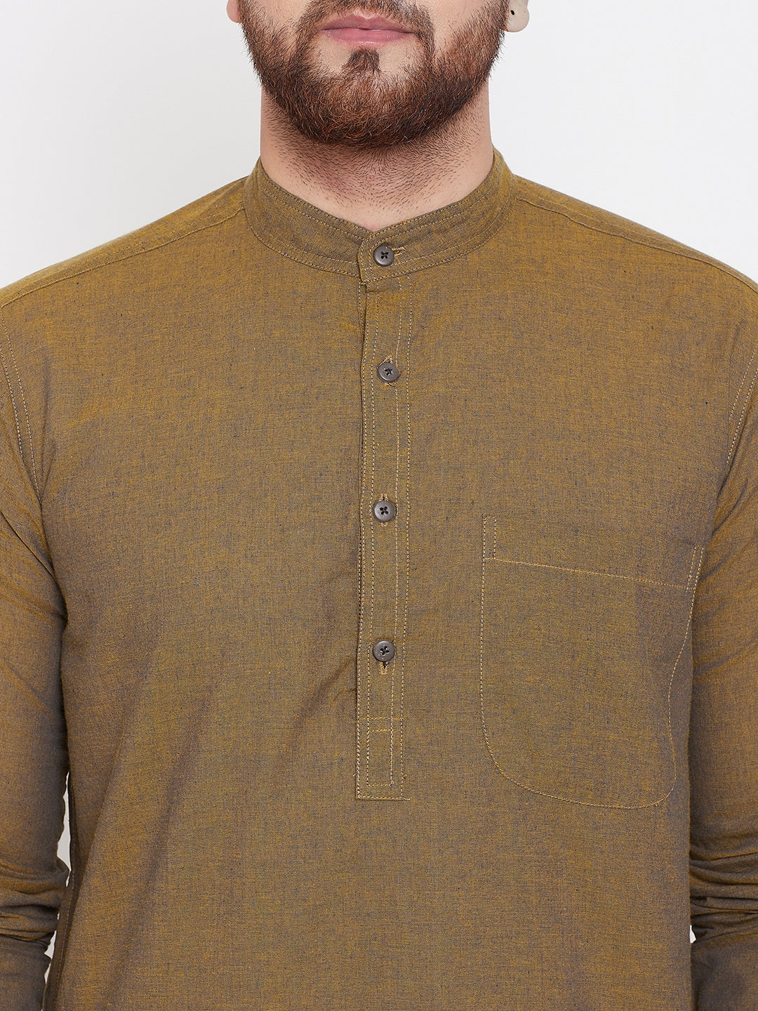 Men's Cotton Kurta With Band Collar