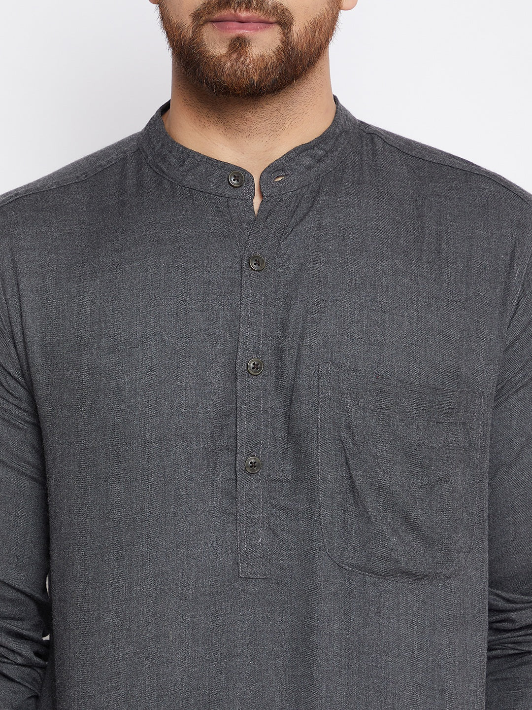 Men's Grey Woolen Straight Kurta