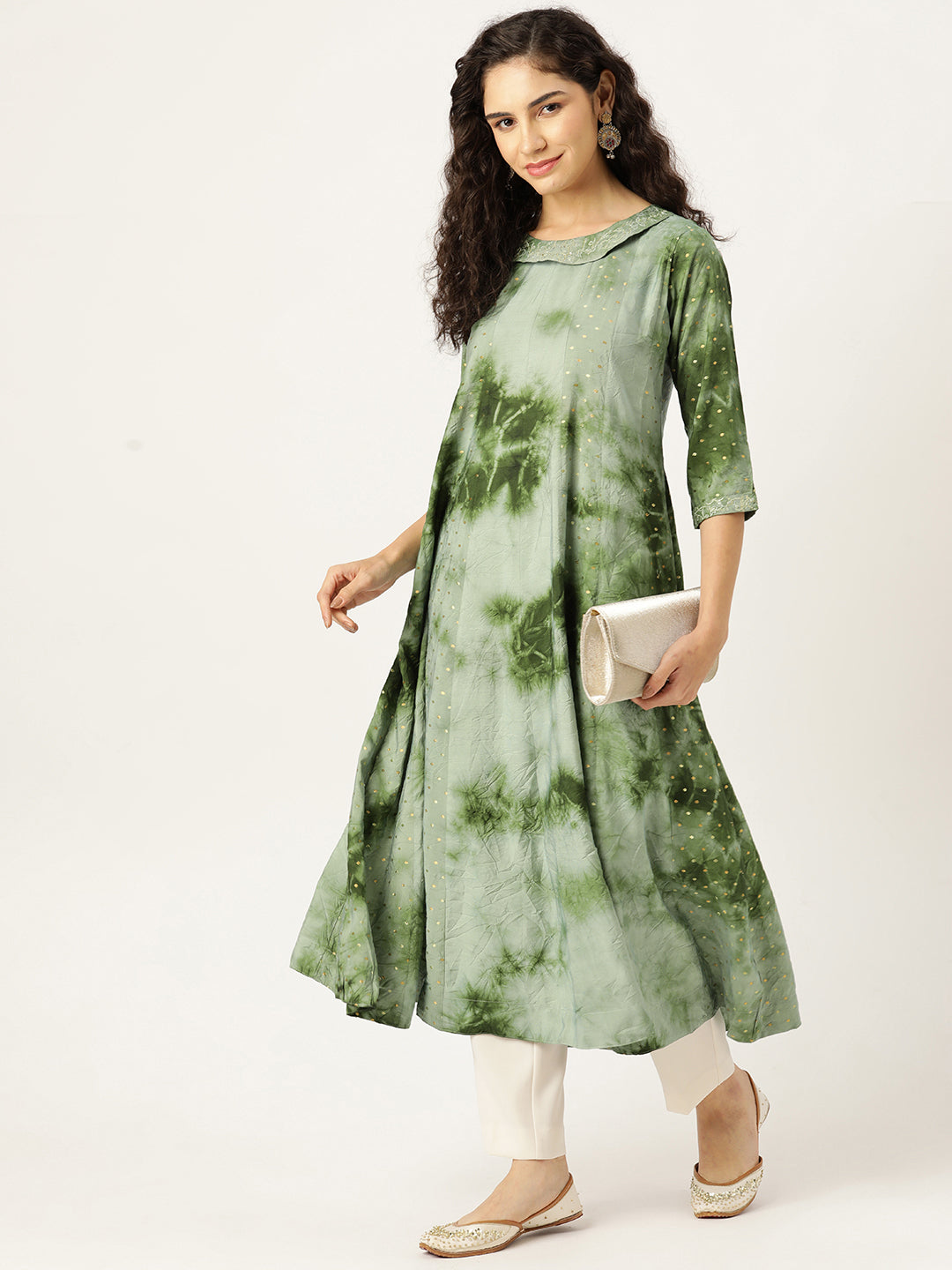 Women's Flared A-Line Dress (Green)