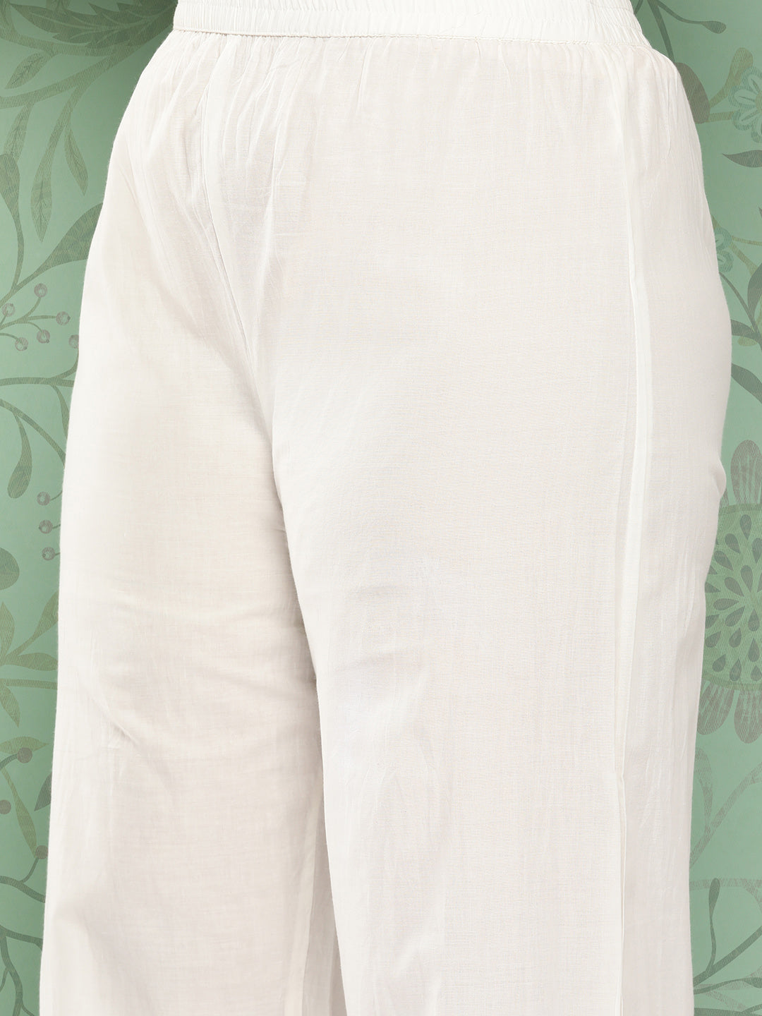 Women's Black & Off-White Yoke Design Cotton Kurta With Palazzos & With Dupatta