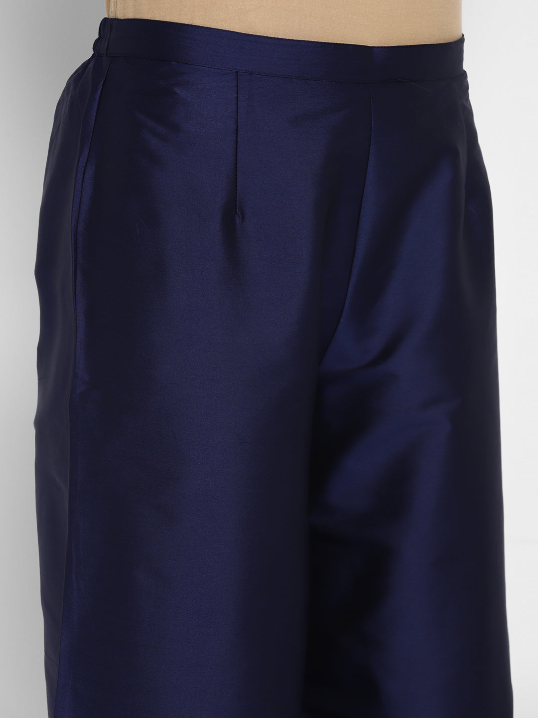 Women's Navy Blue Color Polyster blend self Design Kurta Pant With Dupatta
